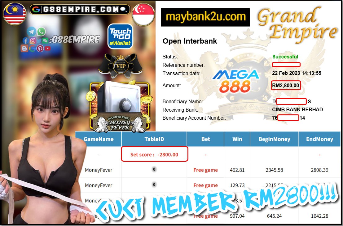 MEGA888 - MONEYFEVER CUCI RM2,800