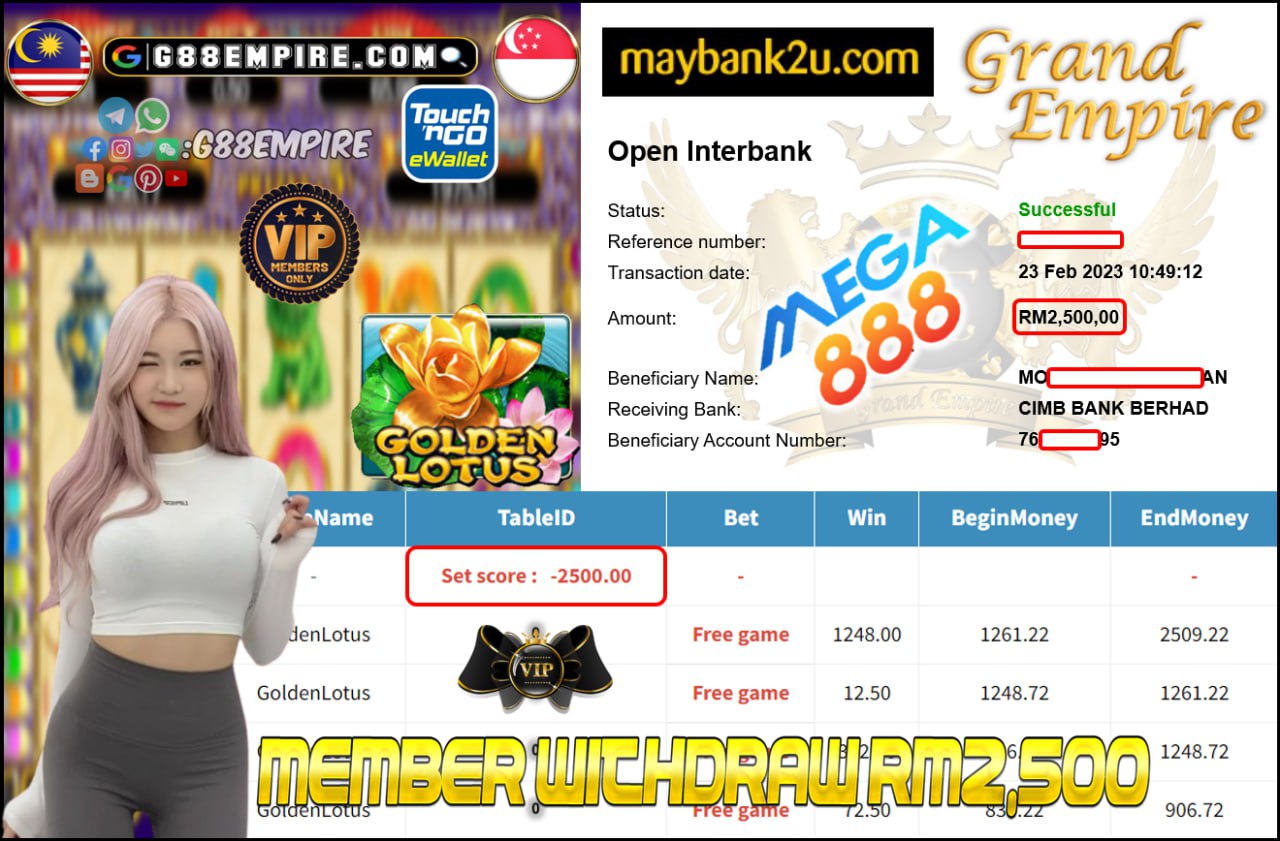 MEGA888 - GOLDENLOTUS CUCI RM2,500