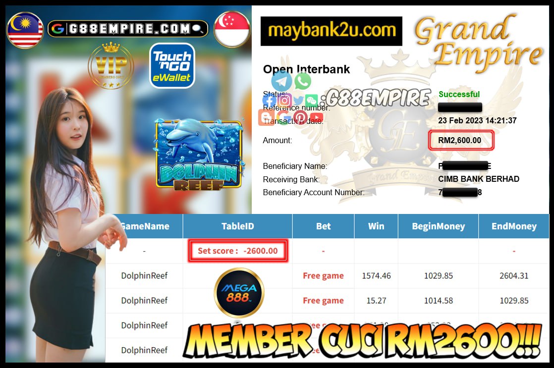 MEGA888 DOLPHIN REEF CUCI RM2600!!!