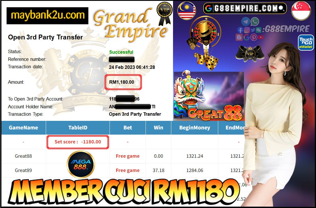 MEGA888 GREAT88 CUCI RM1,180!!!!!!