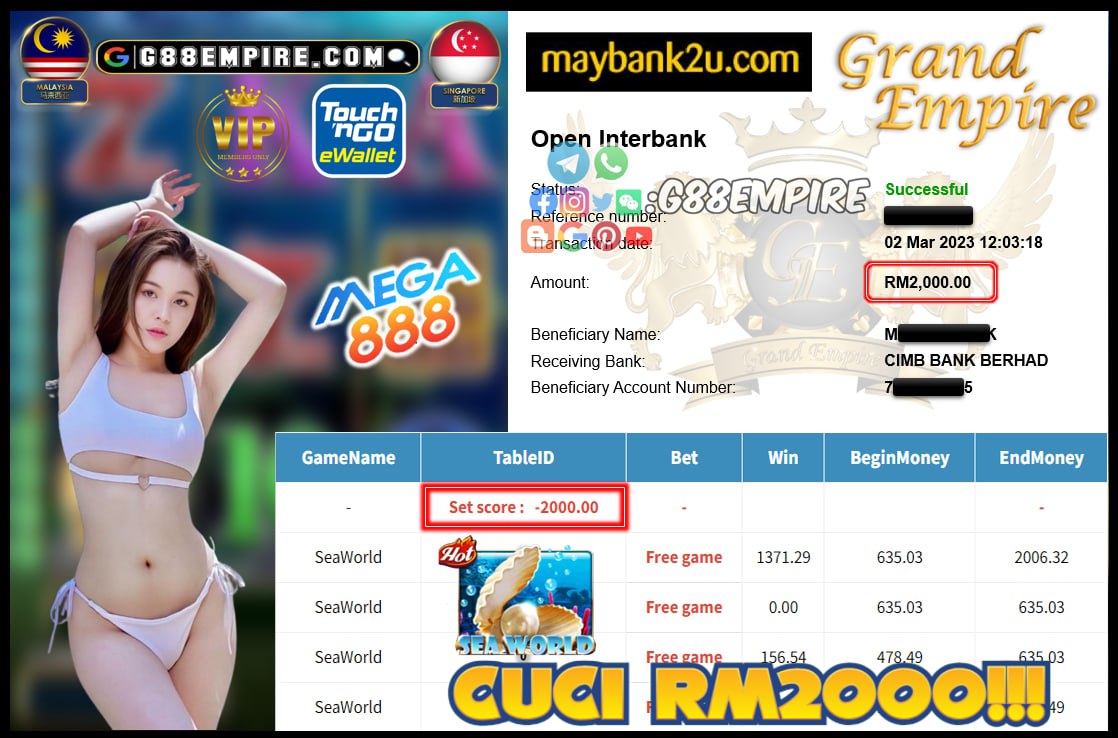 MEGA888 SEAWORLD CUCI RM2000!!!