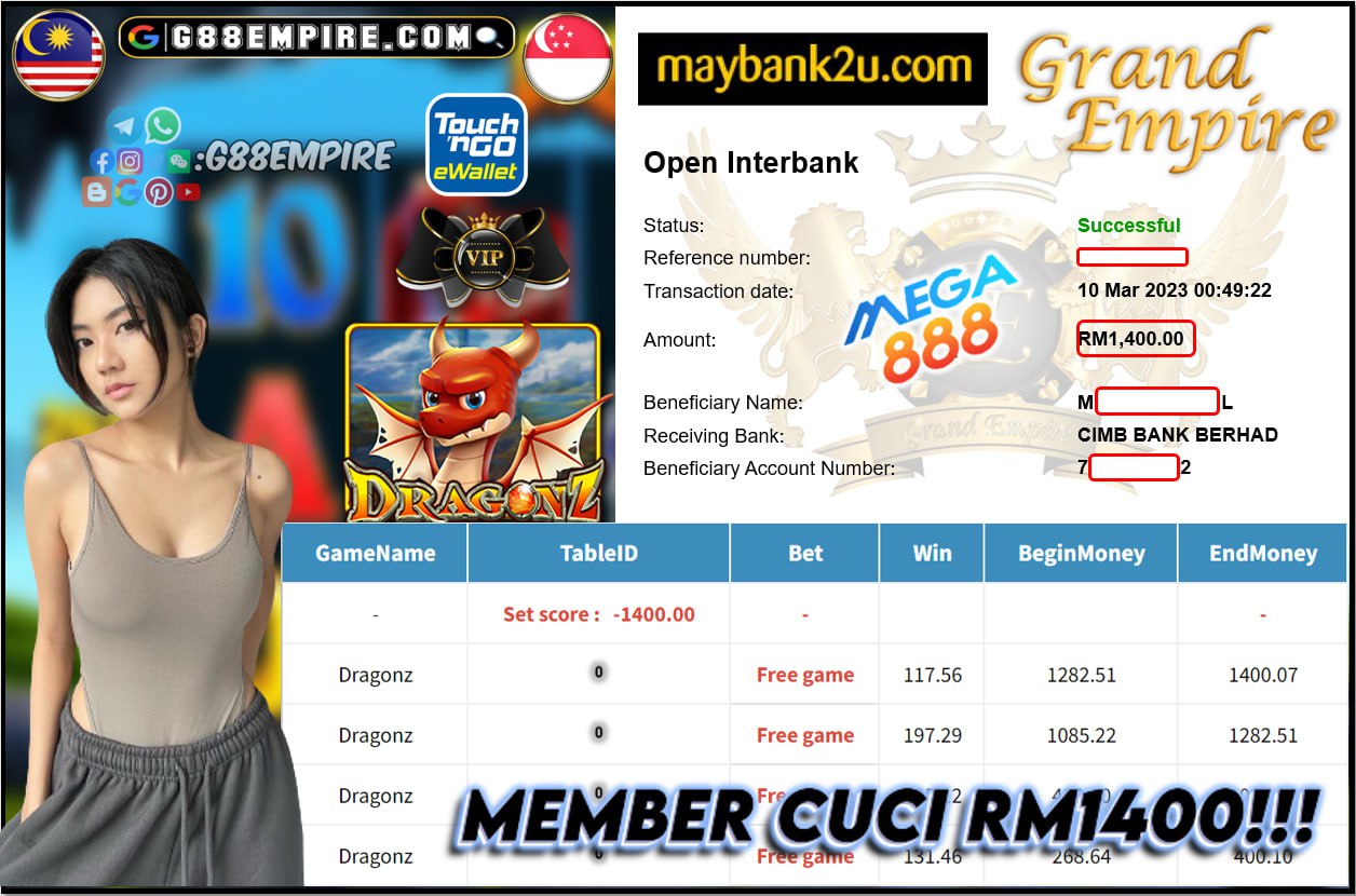 MEGA888 DRAGONZ CUCI RM1400!!!