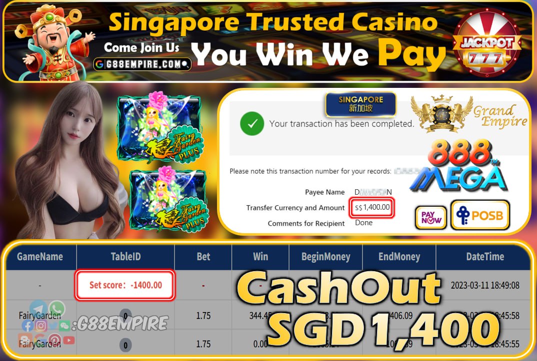 MEGA888 ~ FAIRYGARDEN CASHOUT SGD1400!!!