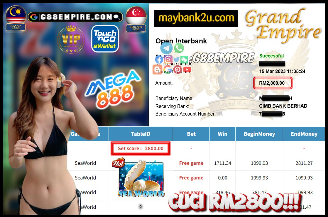 MEGA888 SEAWORLD CUCI RM2800!!!