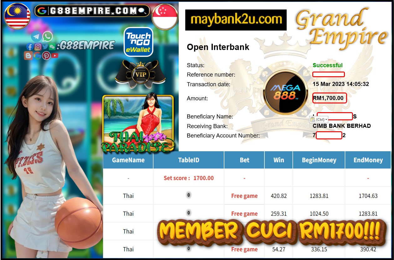 MEGA888 THAI CUCI RM1,700!!!