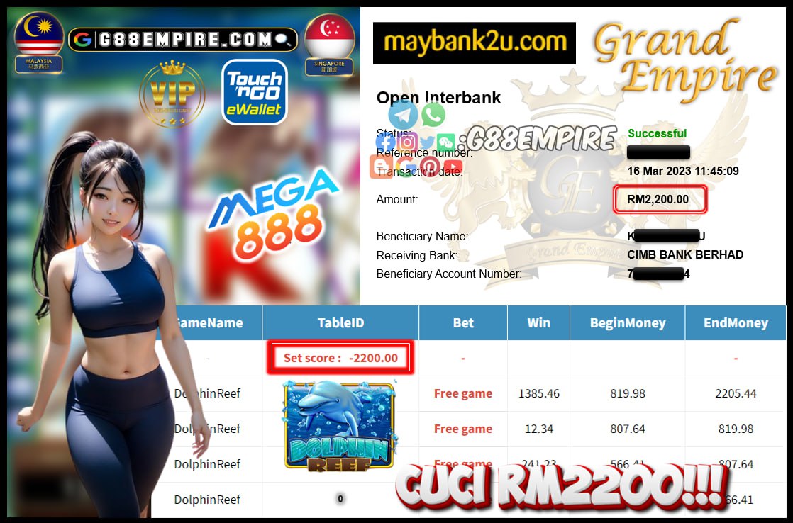 MEGA888 DOLPHINREEF CUCI RM2200!!!