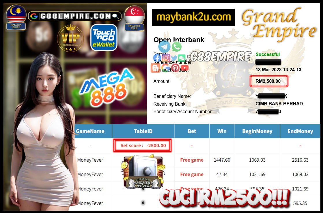 MEGA888 MONEYFEVER CUCI RM2500!!!