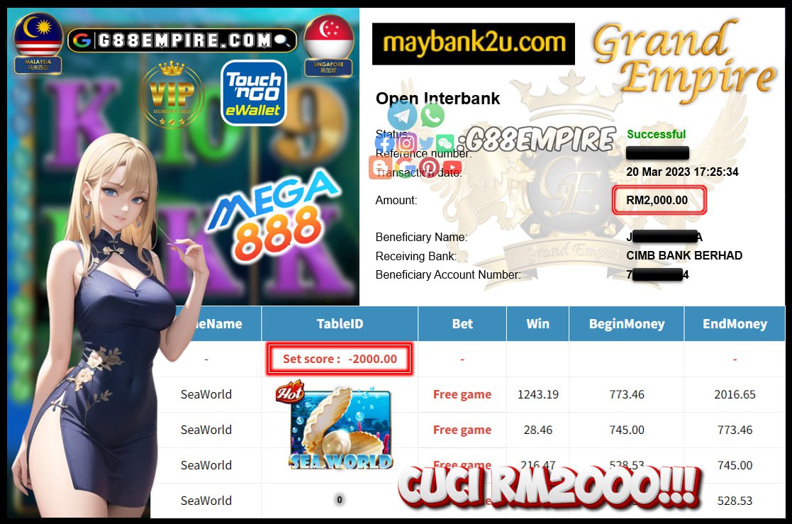 MEGA888 SEAWORLD CUCI RM2000!!!