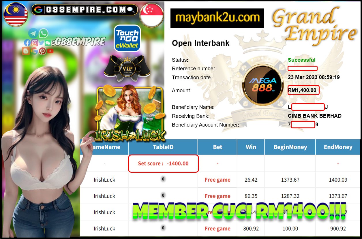 MEGA888 IRISHLUCK CUCI RM1400!!!