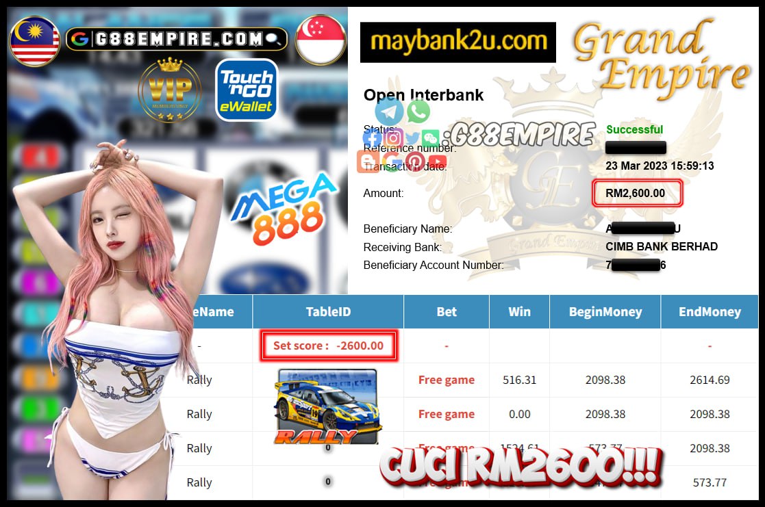 MEGA888 RALLY CUCI RM2600!!!