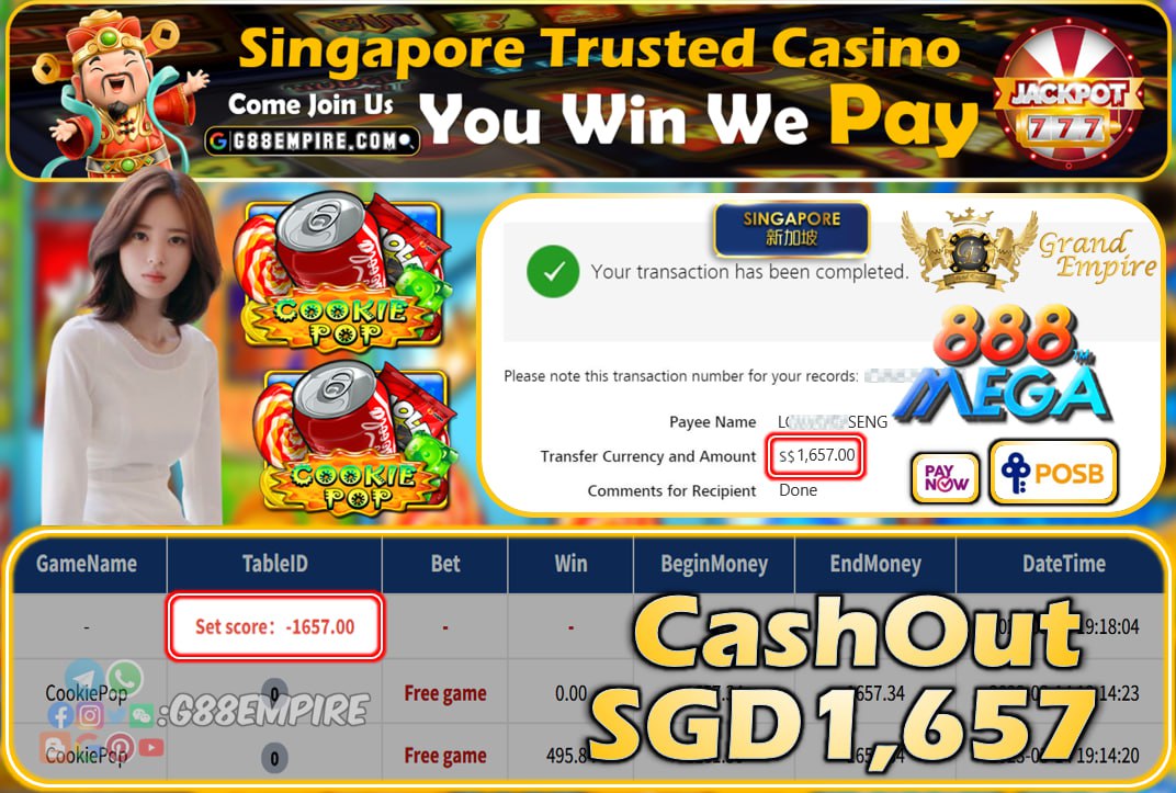 MEGA888 ~ COOKIEPOP CASHOUT SGD1657!!!