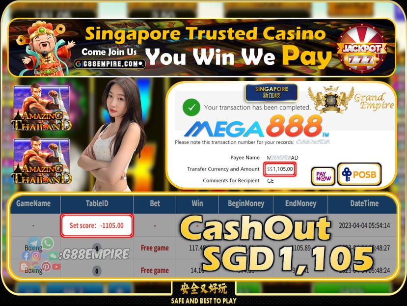 MEGA888 ~ BOXING CASHOUT SGD1105!!!