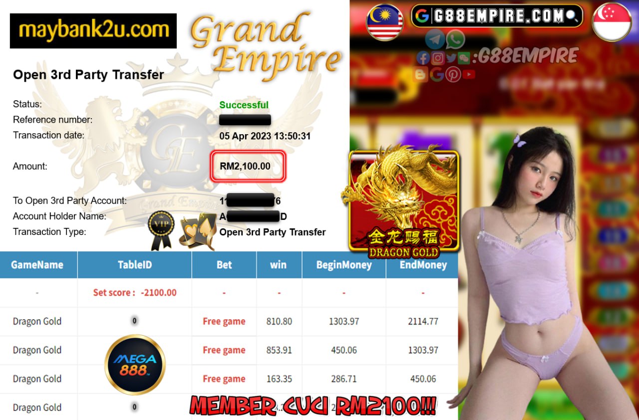 MEGA888 DRAGON GOLD CUCI RM2100!!!