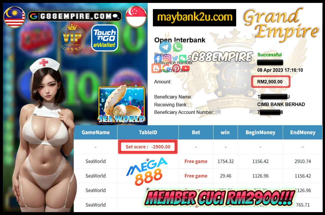 MEGA888 SEAWORLD CUCI RM2900!!!