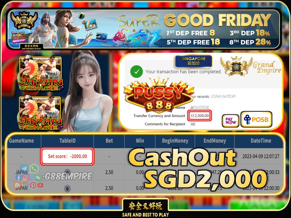 PUSSY888 ~ JAPAN CASHOUT SGD2000 !!!