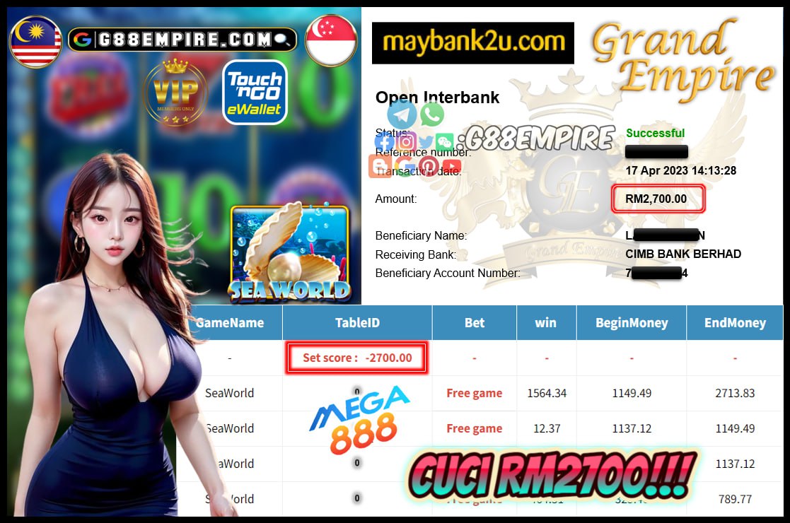 MEGA888 SEAWORLD CUCI RM2700!!!