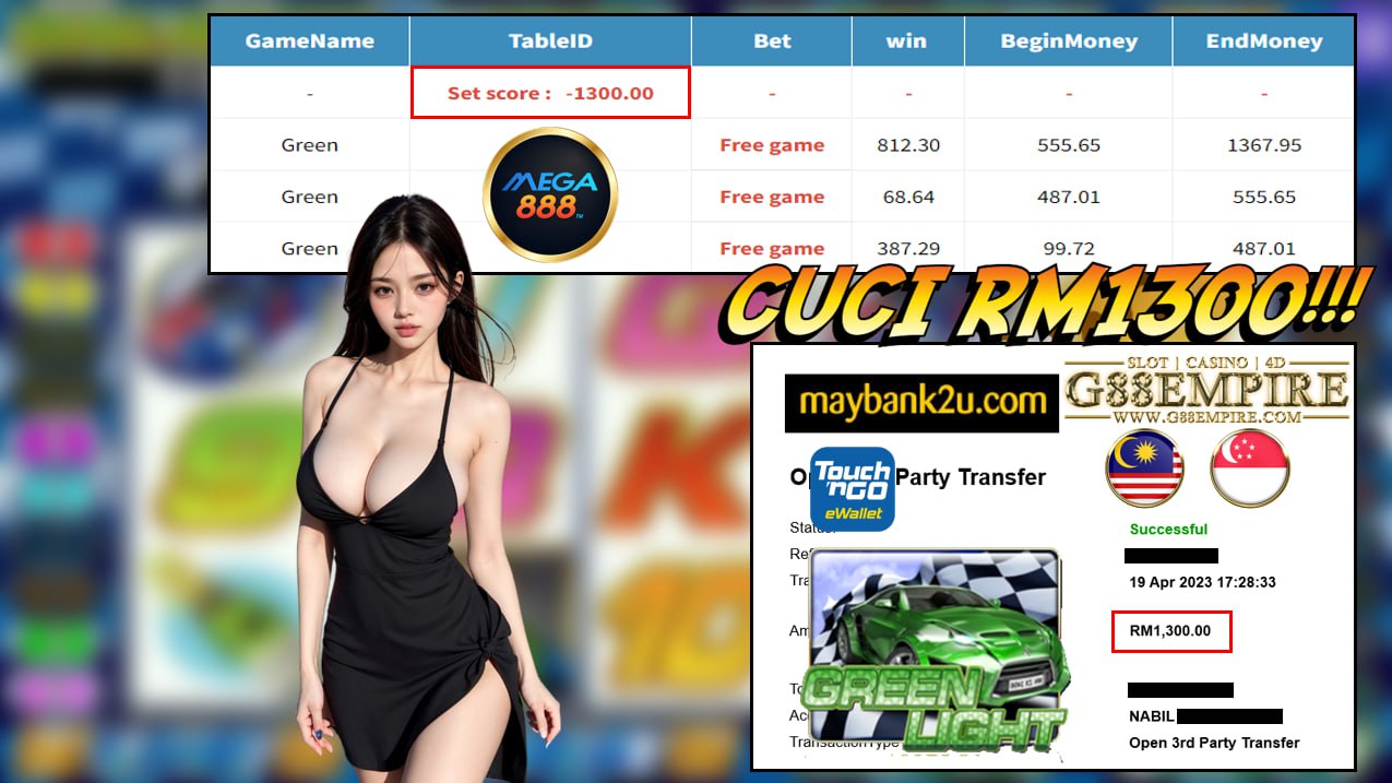 MEGA888 GREENLIGHT CUCI RM1300!!!