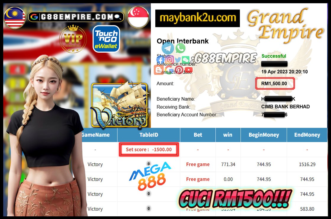 MEGA888 VICTORY CUCI RM1500 !!!