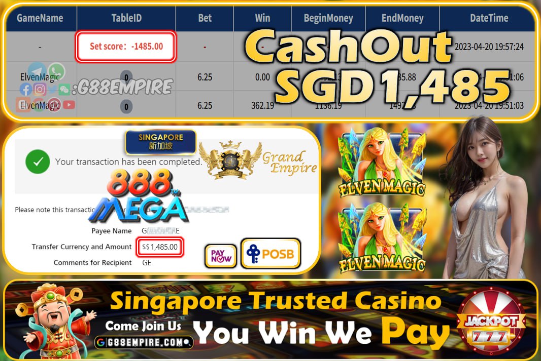 MEGA888 ~ ELVENMAGIC CASHOUT SGD1485!!!