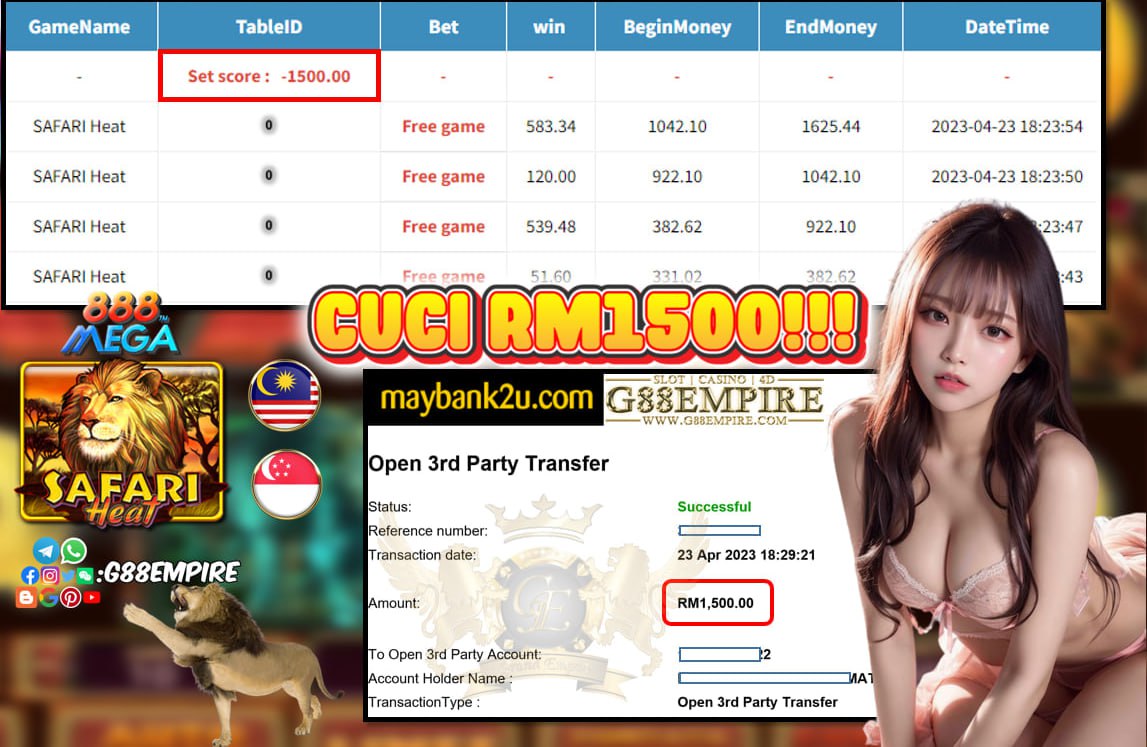 MEGA888 SAFARI HEAT CUCI RM1500!!!