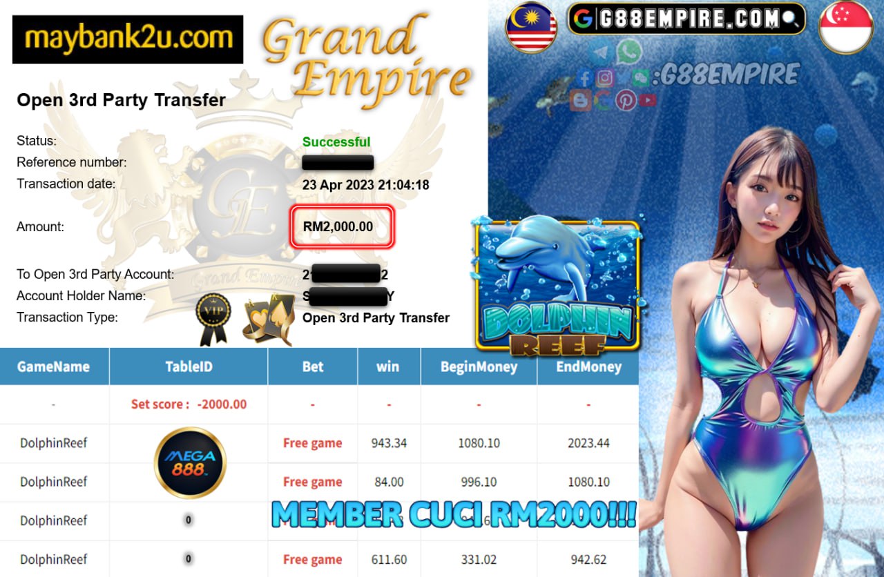 MEGA888  DOLPHIN REEF CUCI RM2000!!!