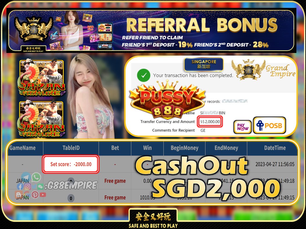 PUSSY888 ~ JAPAN CASHOUT SGD2000 !!!