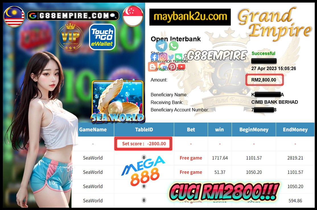 MEGA888 SEAWORLD CUCI RM2800!!!