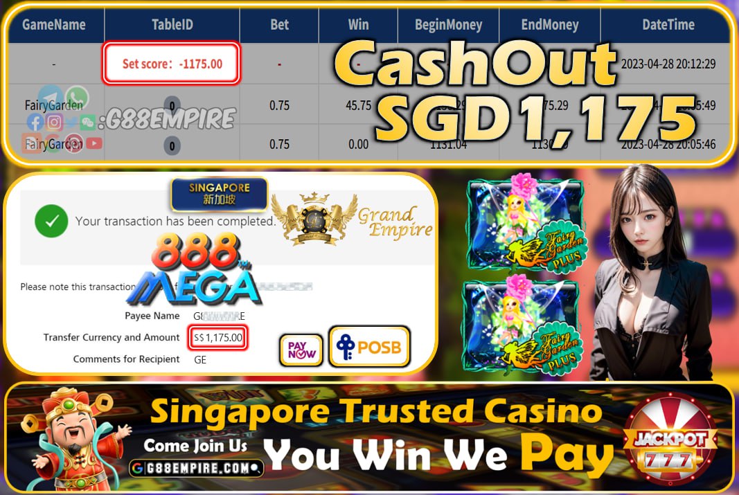 MEGA888 ~ FAIRYGARDEN CASHOUT SGD1175!!!