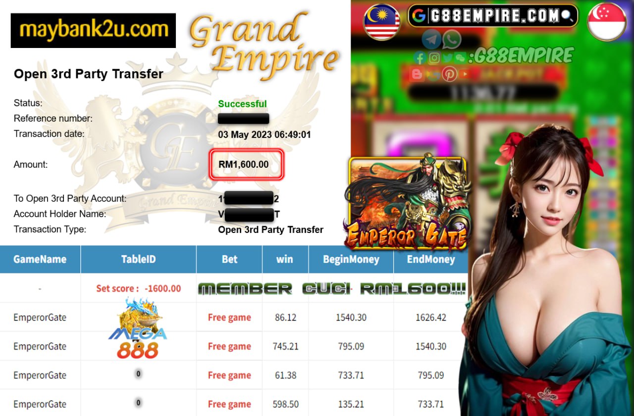 MEGA888 EMPEROR GATE CUCI RM1600!!!