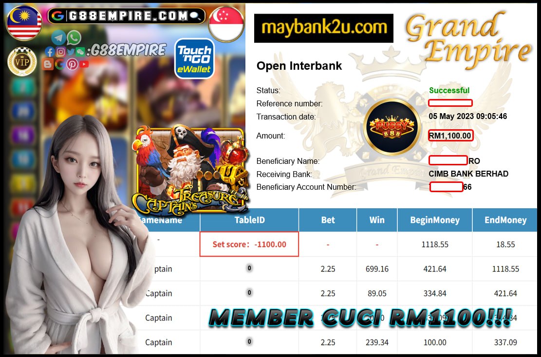 PUSSY888 CAPTAIN CUCI RM1100!!!