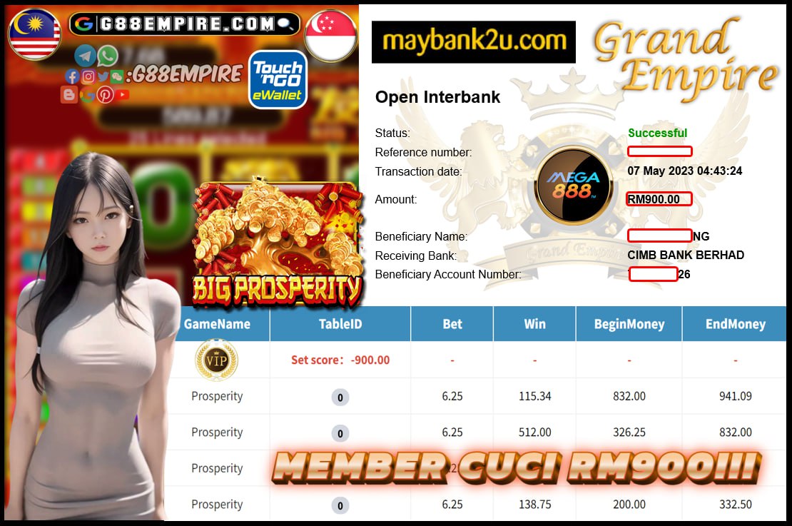 MEGA888 PROSPERITY CUCI RM900!!!