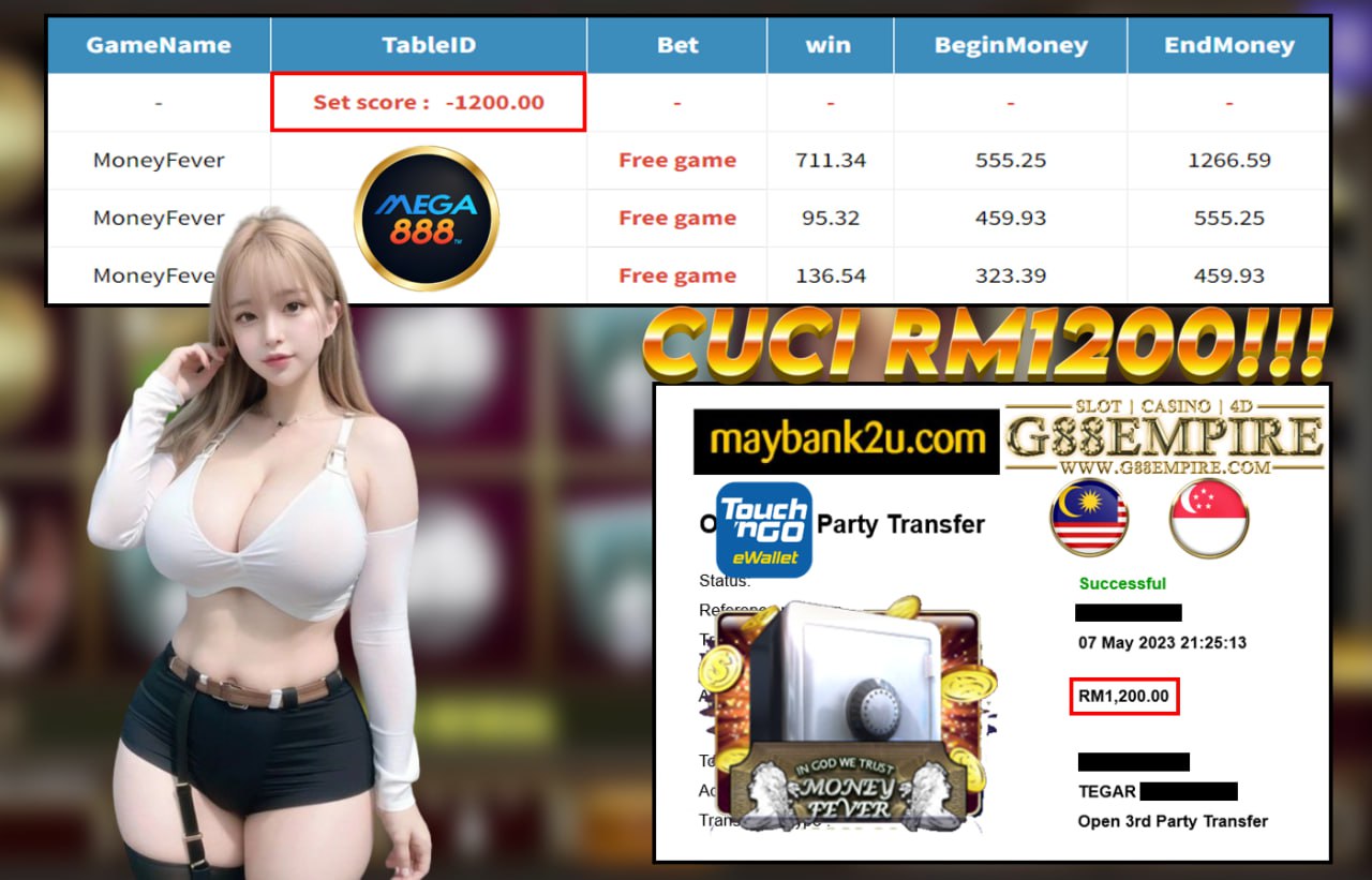 MEGA888 MONEYFEVER CUCI RM1200!!!