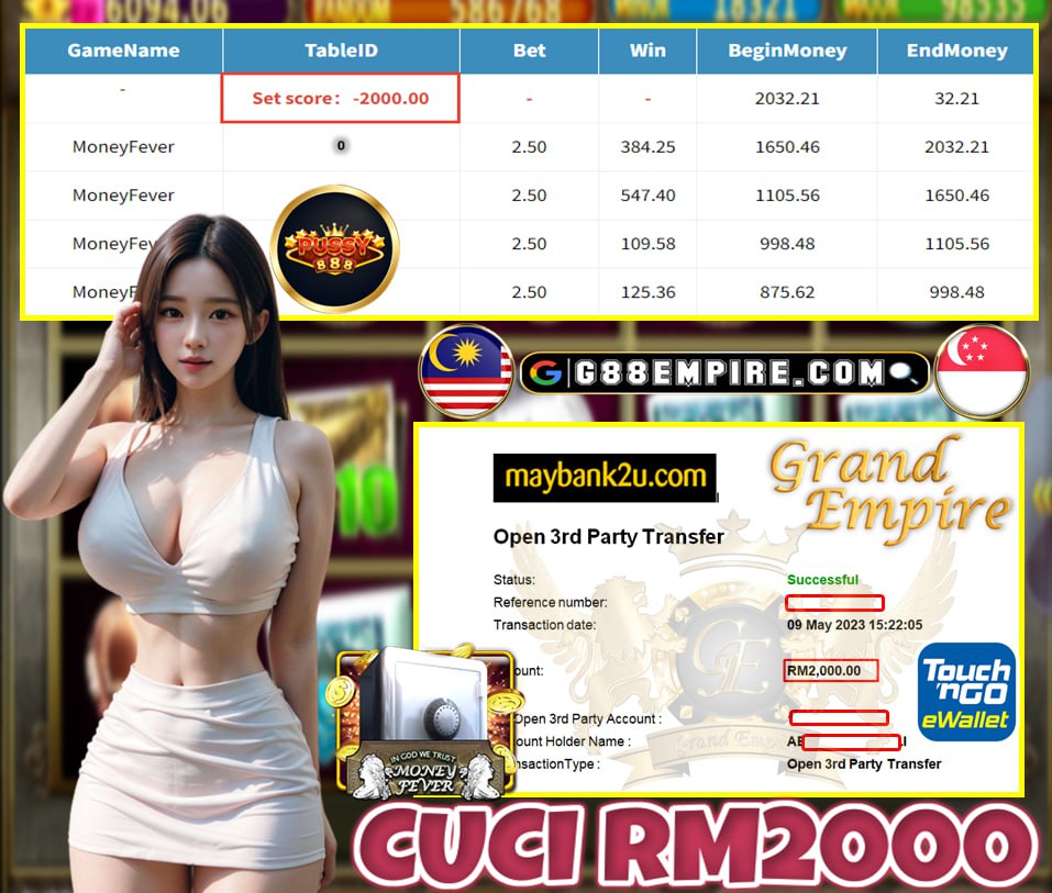 PUSSY888 MONEYFEVER CUCI RM2,000