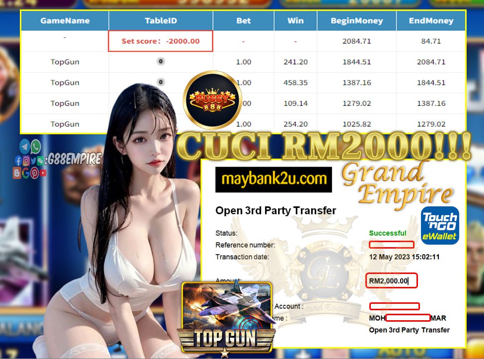 PUSSY888 TOPGUN CUCI RM2,000