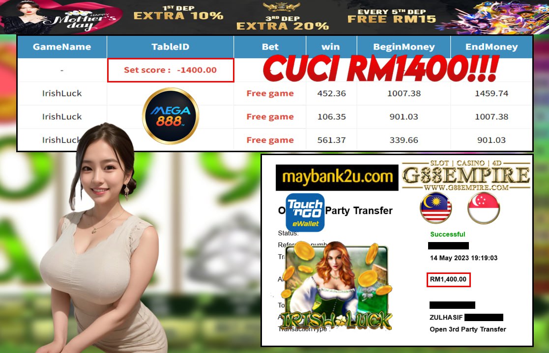 MEGA888 IRISHLUCK CUCI RM1400!!!