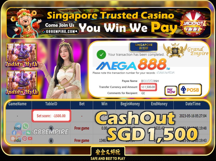 MEGA888 ~ INDIA CASHOUT SGD1500!!!