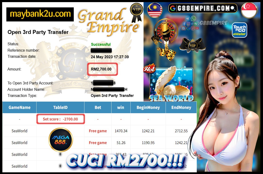 MEGA888 SEAWORLD CUCI RM2700!!!