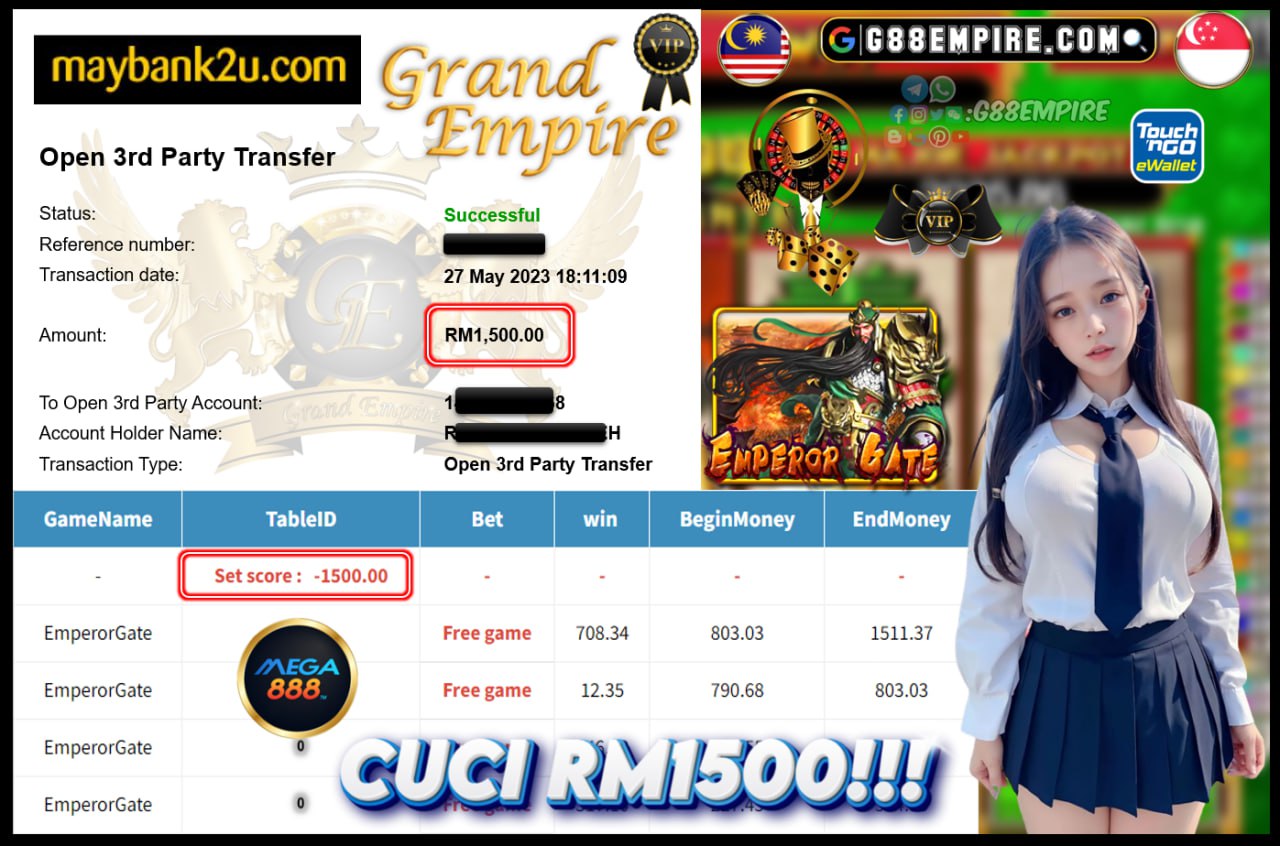 MEGA888 EMPERORGATE CUCI RM1500!!!