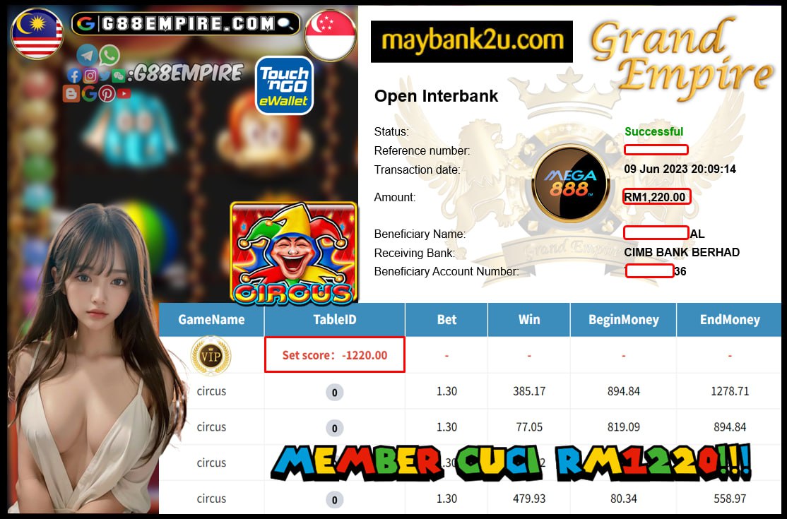 MEGA888 CIRCUS CUCI RM1220!!!