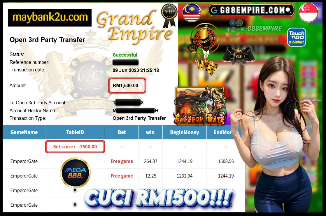 MEGA888 EMPERORGATE CUCI RM1500!!!