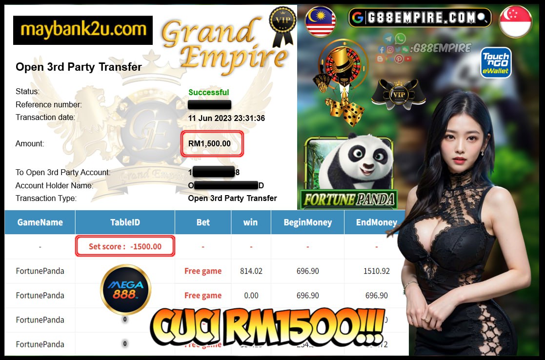 MEGA888 FORTUNE PANDA CUCI RM1500!!!