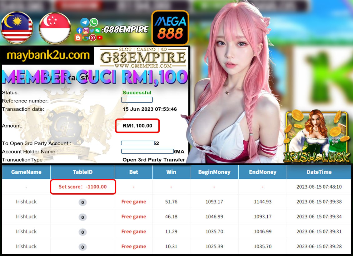 MEGA888 IRISHLUCK CUCI RM1,100