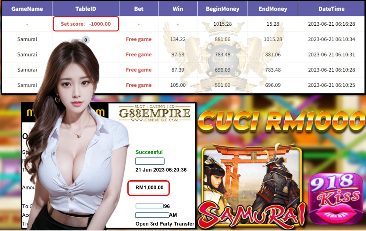 918KISS SAMURAI CUCI RM1,000