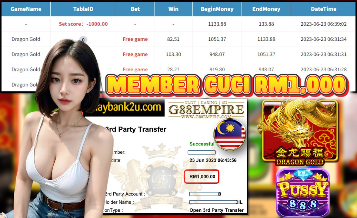 PUSSY888 DRAGON GOLD CUCI RM1,000