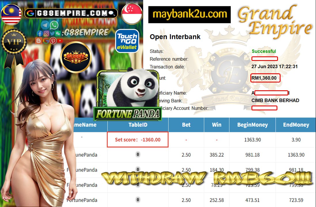 PUSSY888 FORTUNEPANDA CUCI RM1,360