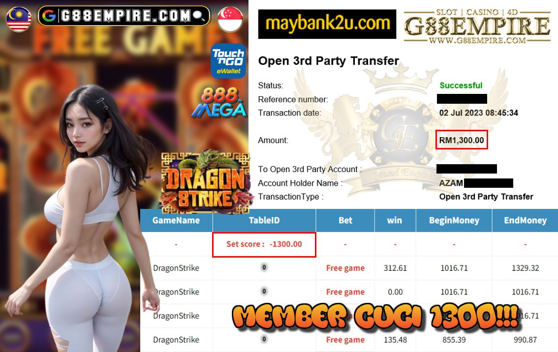 MEGA888 DRAGONSTRIKE CUCI RM1300!!!