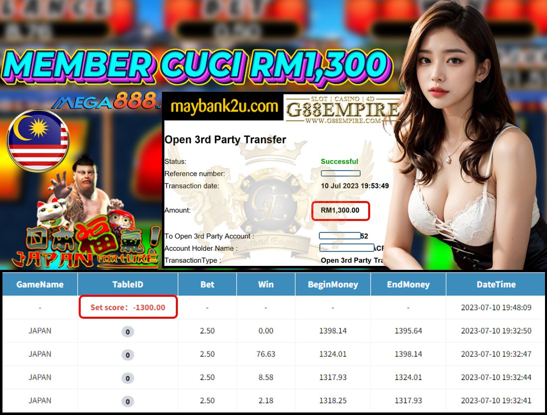 MEGA888 JAPAN CUCI RM1,300 !!!