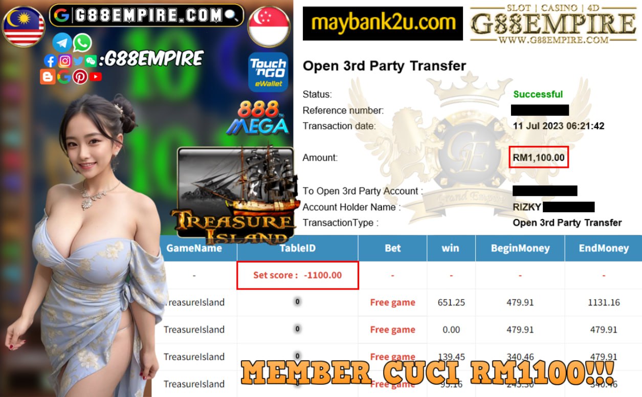 MEGA888 TREASUREISLAND CUCI RM1100!!!