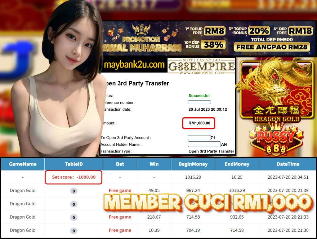 PUSSY888 DRAGON GOLD CUCI RM1,000