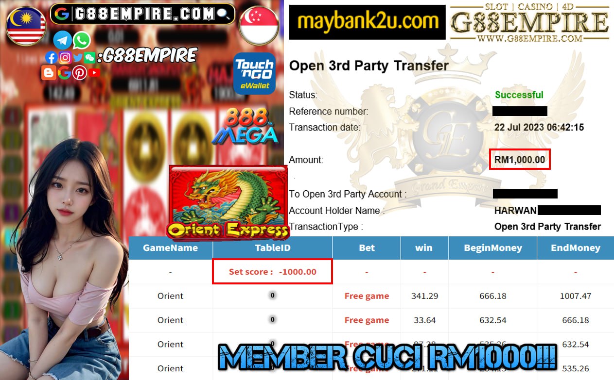 MEGA888 ORIENT EXPRESS CUCI RM1000!!!